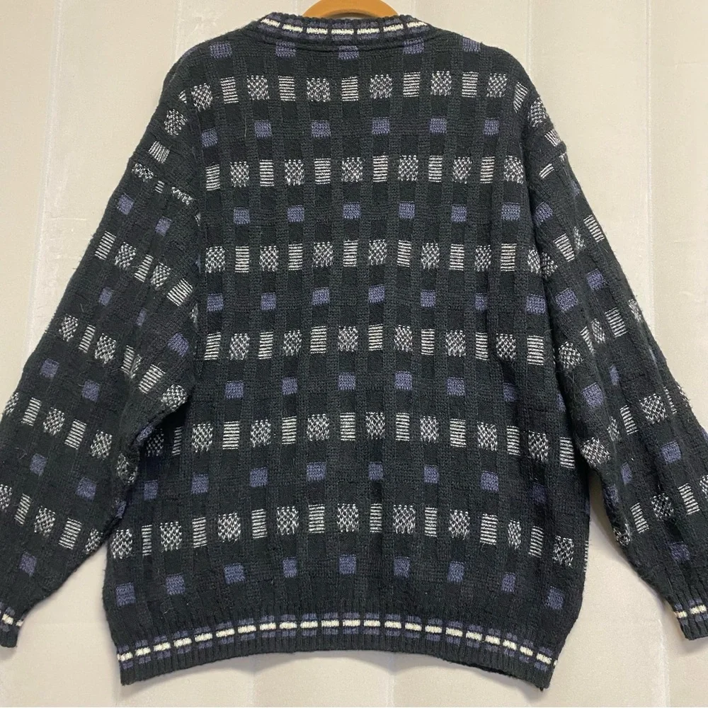 Vintage Daniel Hechter Men’s Sweater Paris France Mohair 3D Textured Knit 1990s